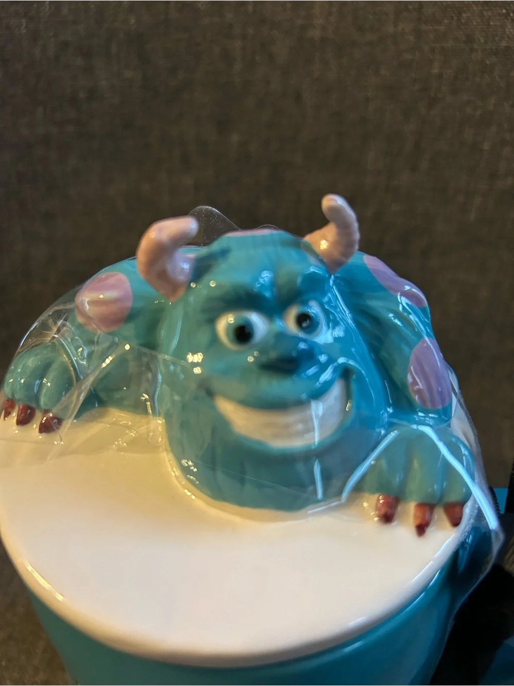 Rae Dunn Teal Sulley Mug with Monster Lid